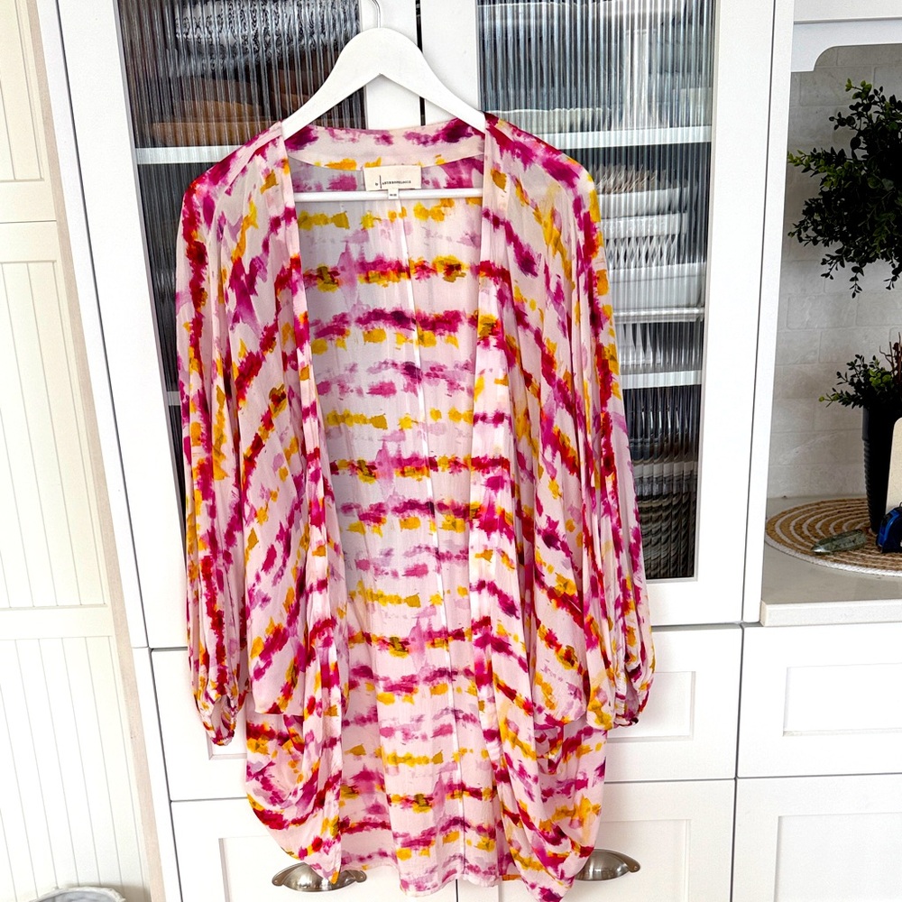 Anthropologie Multicolor Tie-Dye kimono wrap